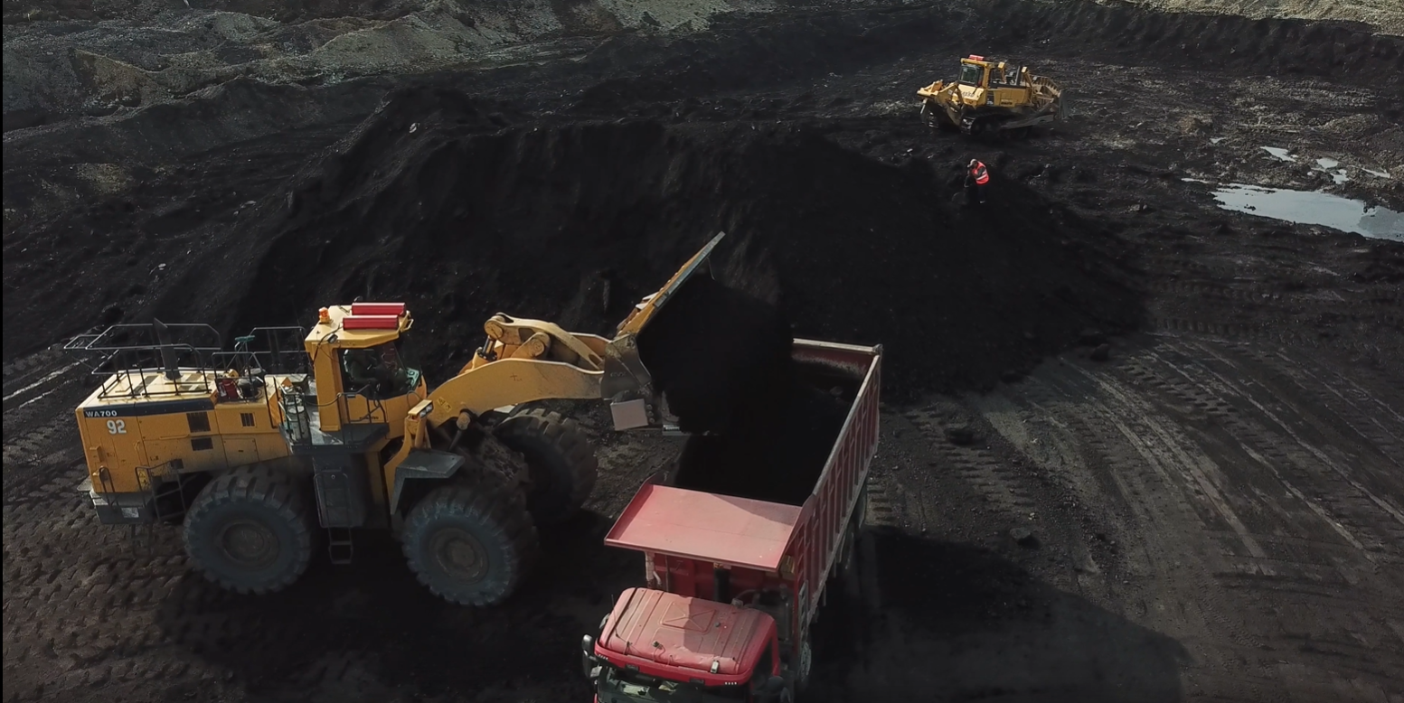 Open-pit mine with heavy equipment
